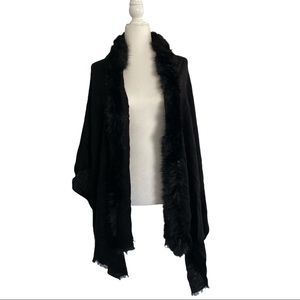 Fraas Women's Faux Fur Trim Wrap Black